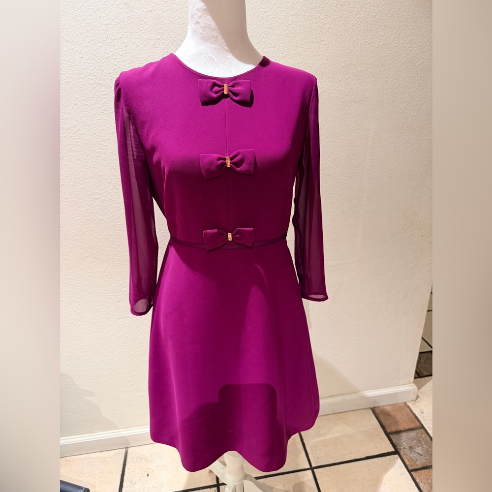 Ted Baker London Purple Bow Dress Size 1 (US 4- 6)